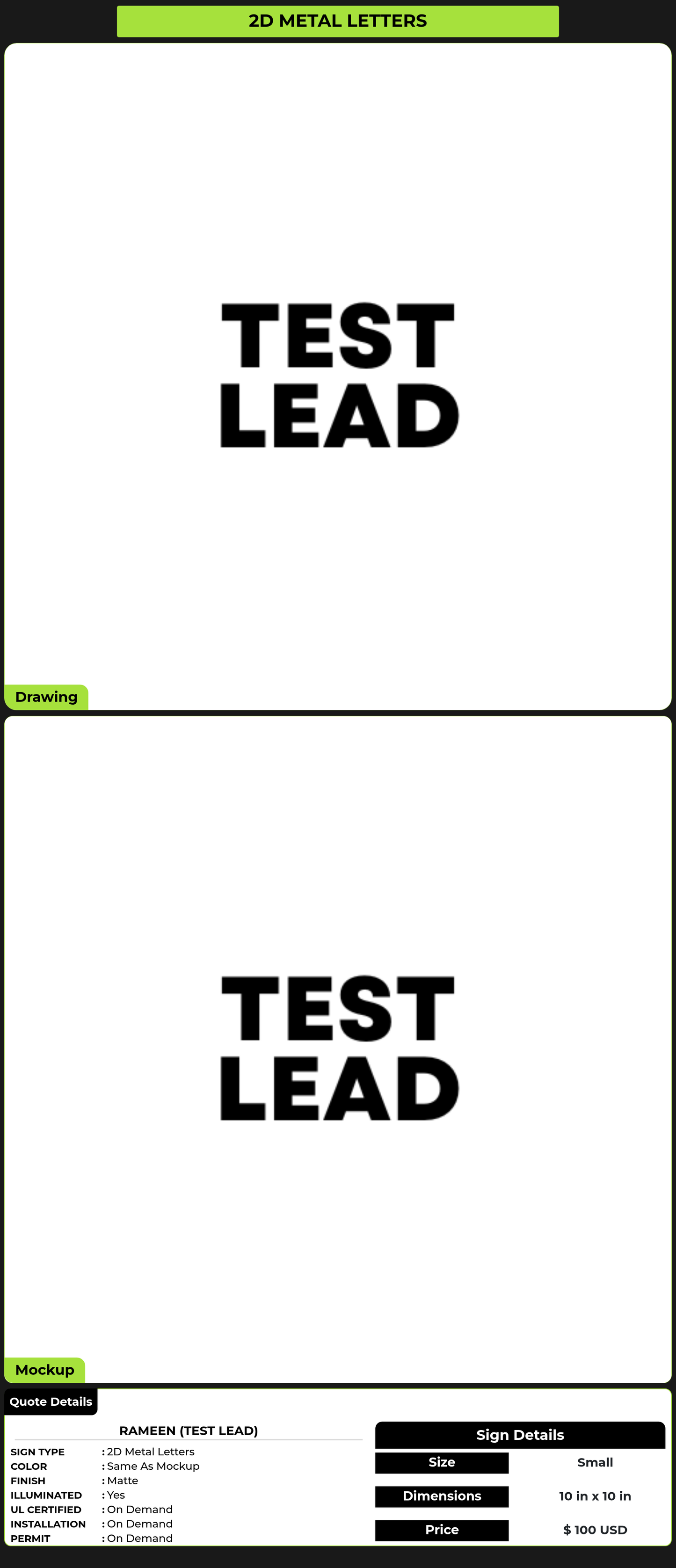 CUSTOM MOCKUP SIGN FOR Rameen (Test Lead)