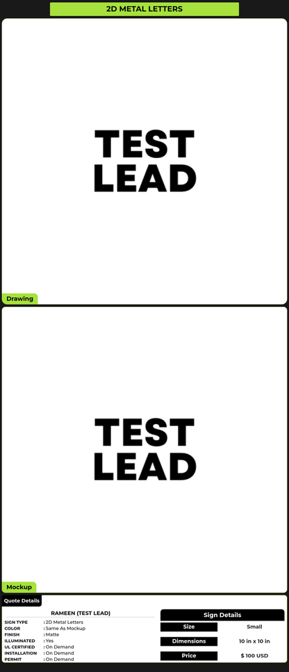 CUSTOM MOCKUP SIGN FOR Rameen (Test Lead)
