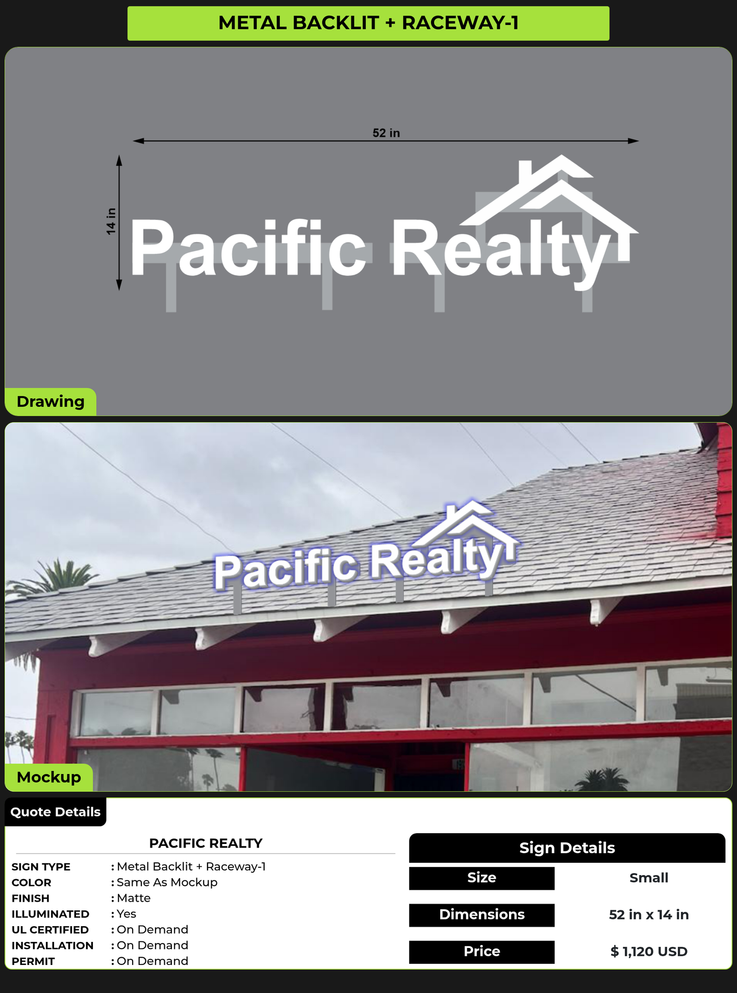 CUSTOM MOCKUP SIGN FOR Pacific Realty