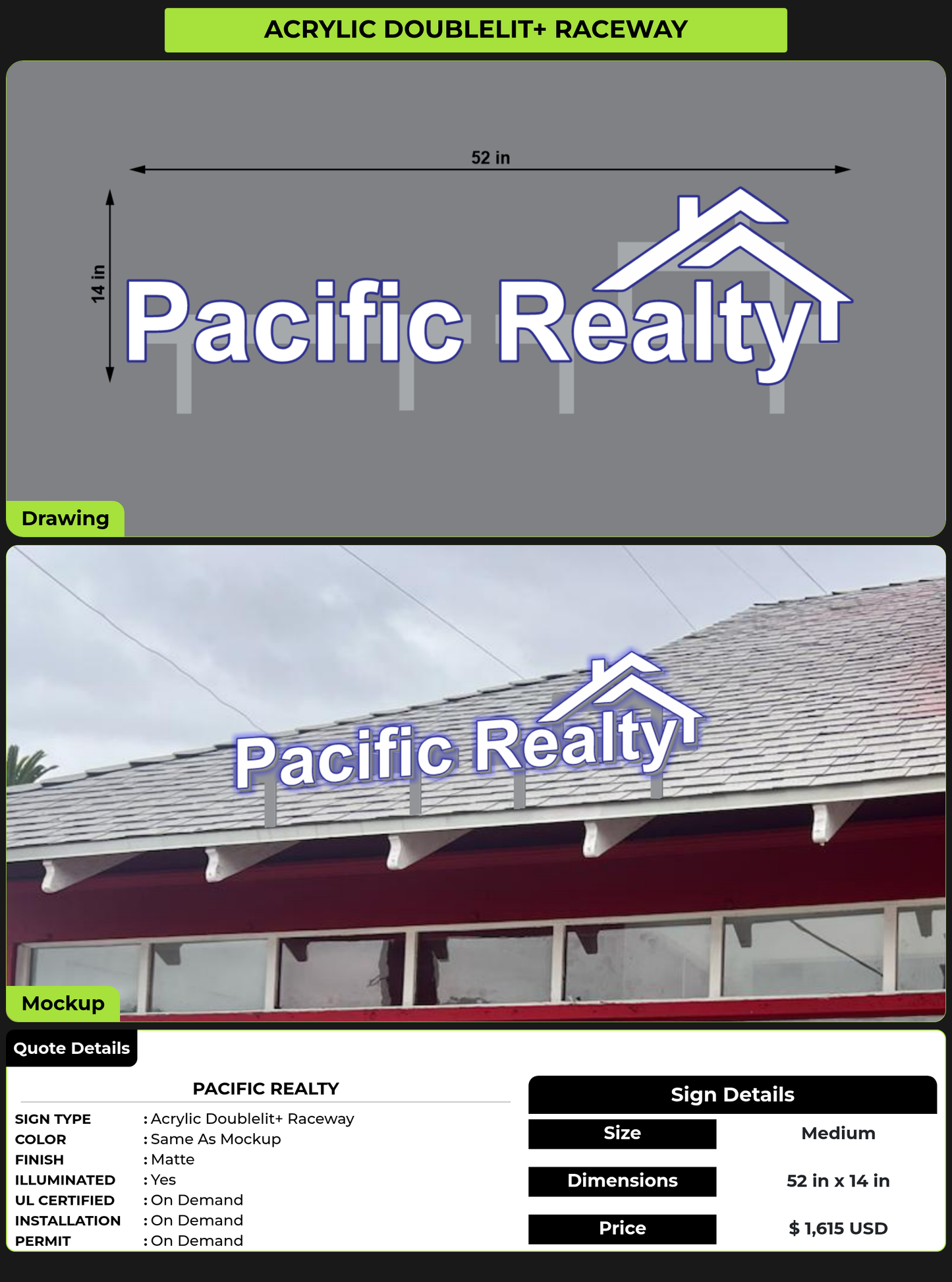 CUSTOM MOCKUP SIGN FOR Pacific Realty