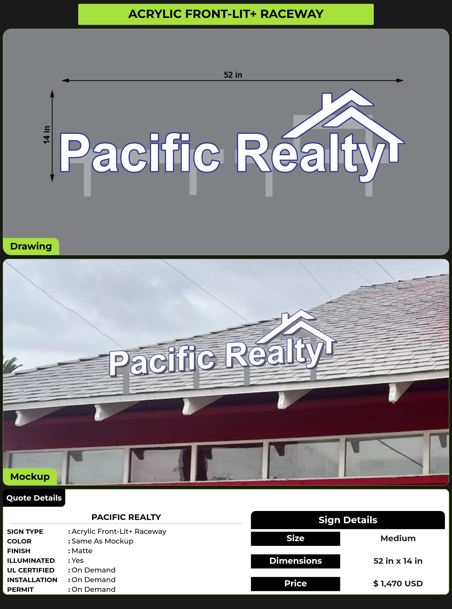 CUSTOM MOCKUP SIGN FOR Pacific Realty