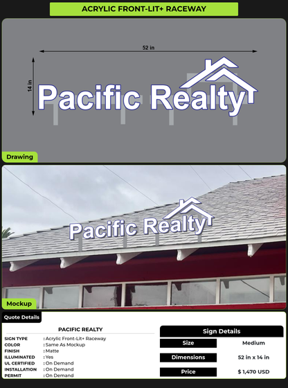 CUSTOM MOCKUP SIGN FOR Pacific Realty
