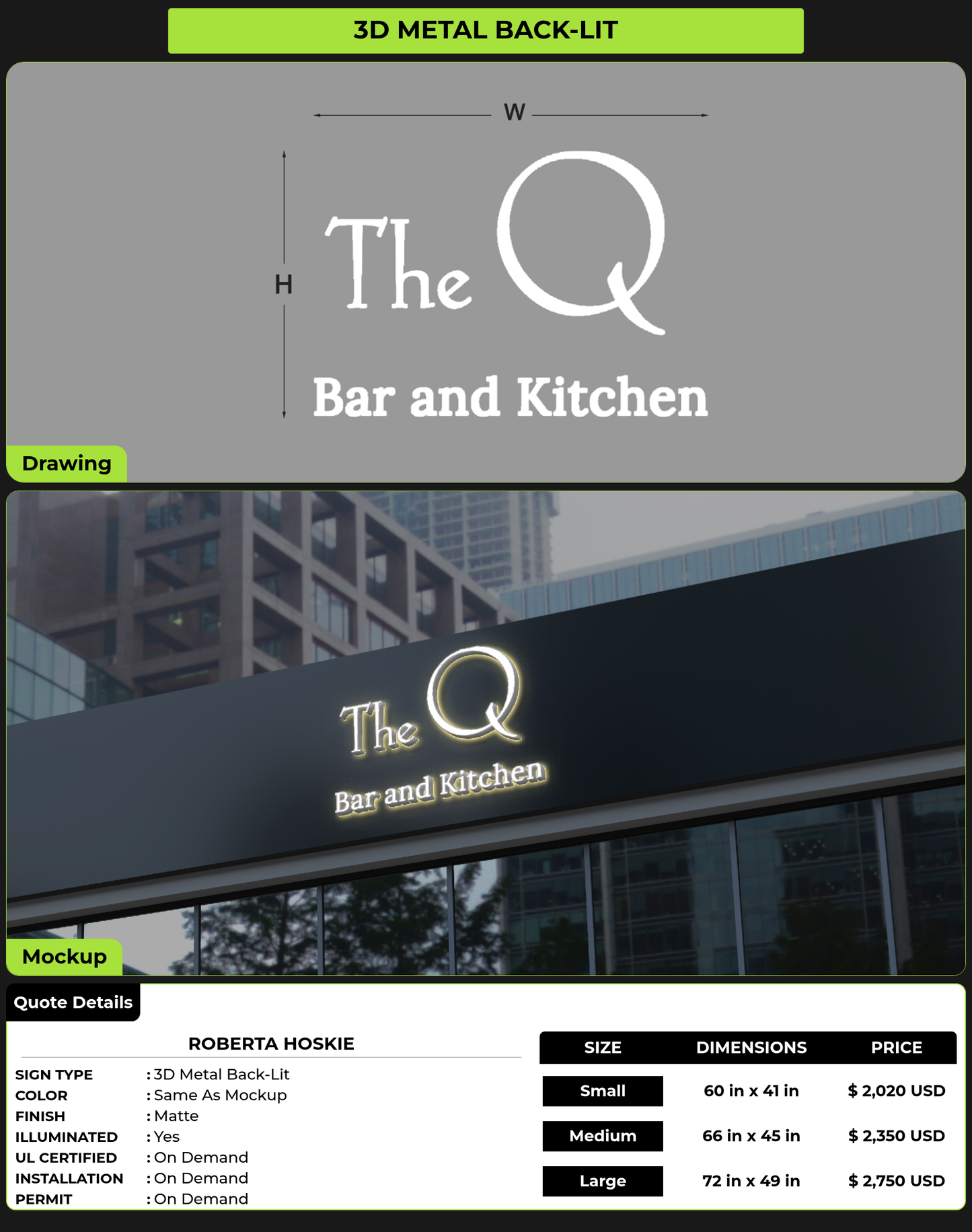 CUSTOM MOCKUP SIGN FOR Roberta Hoskie