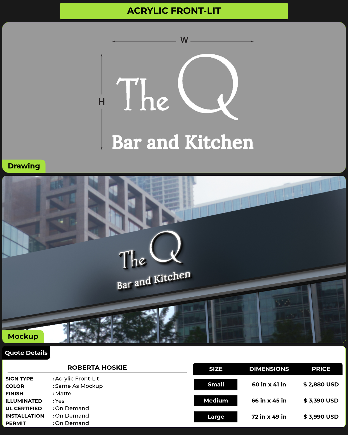 CUSTOM MOCKUP SIGN FOR Roberta Hoskie