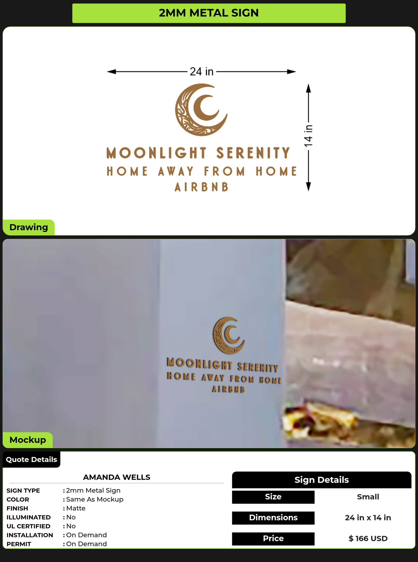 CUSTOM MOCKUP SIGN FOR Amanda Wells