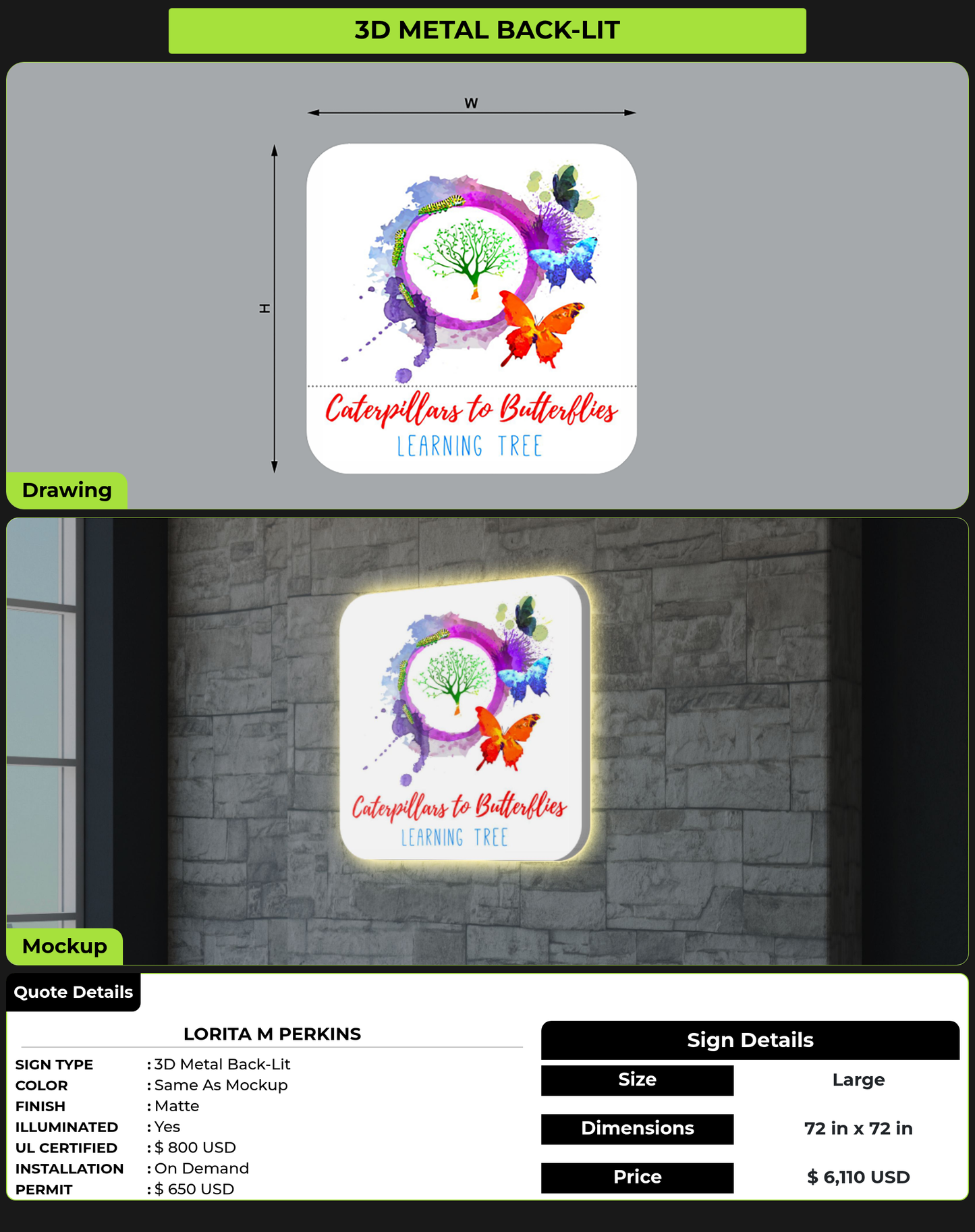 CUSTOM MOCKUP SIGN FOR lorita m perkins