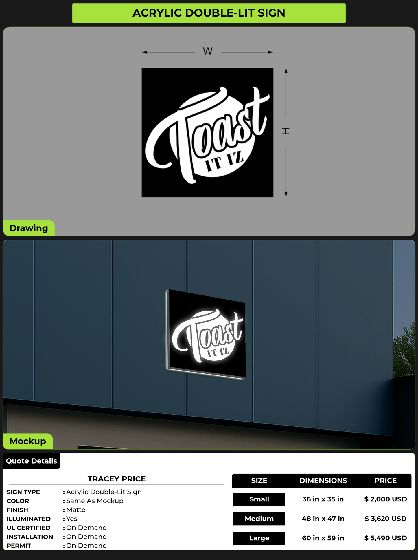 CUSTOM MOCKUP SIGN FOR Tracey Price