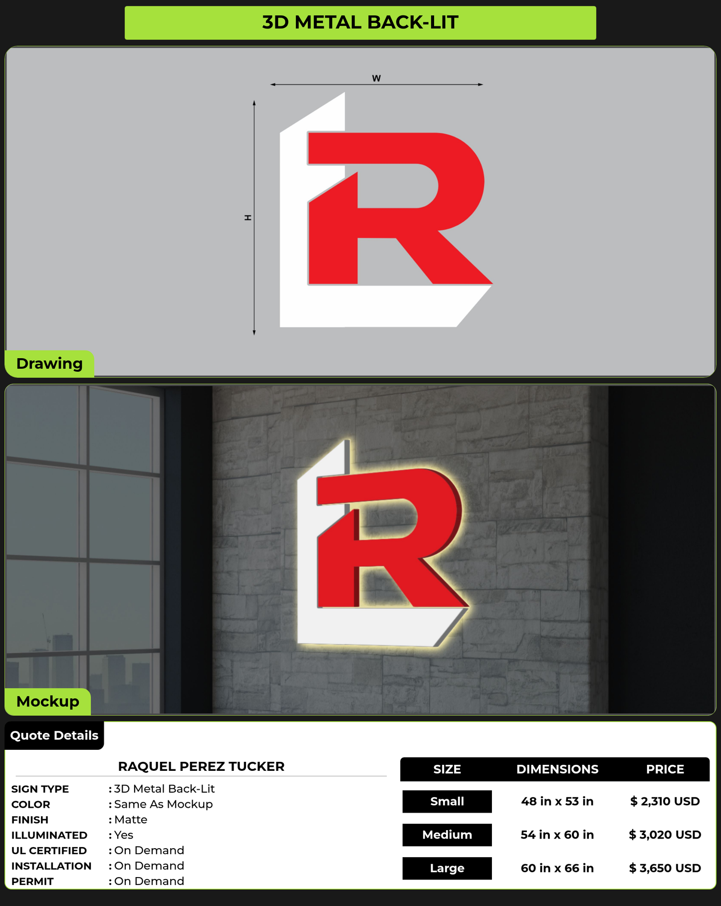 CUSTOM MOCKUP SIGN FOR Raquel Perez Tucker