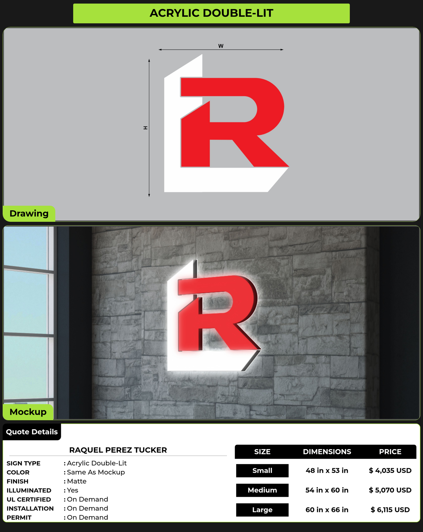 CUSTOM MOCKUP SIGN FOR Raquel Perez Tucker