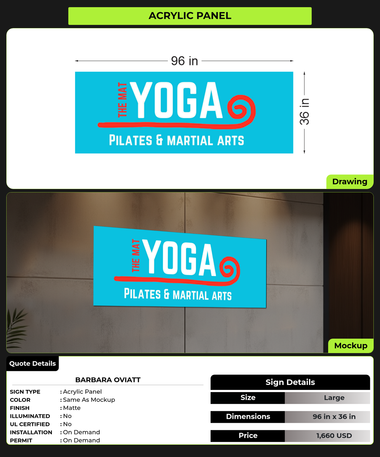 CUSTOM MOCKUP SIGN FOR Barbara Oviatt