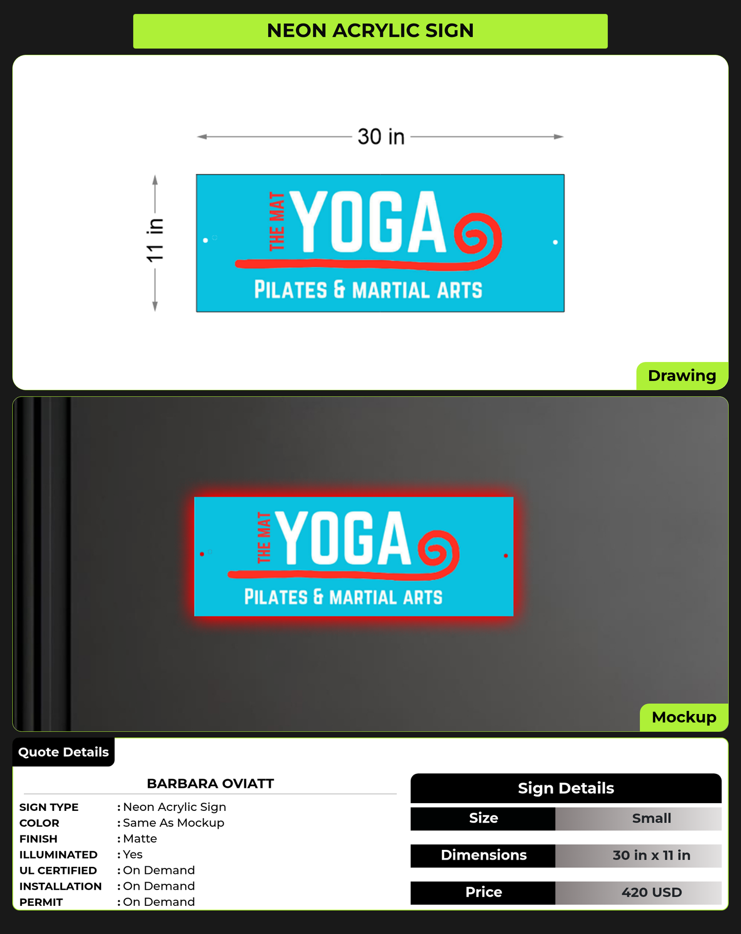 CUSTOM MOCKUP SIGN FOR Barbara Oviatt